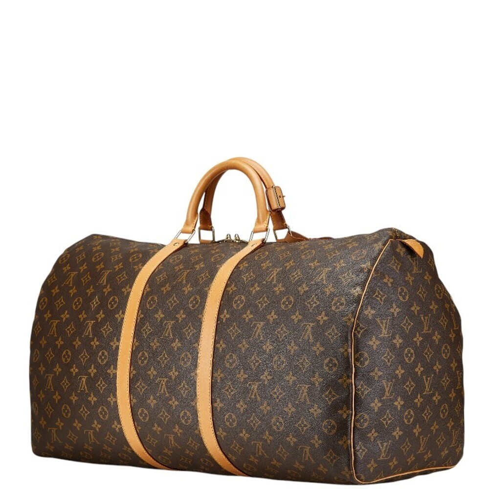 LOUIS VUITTON Brown Monogram Leather Keepall 60 Boston Bag - Picture 2 of 13